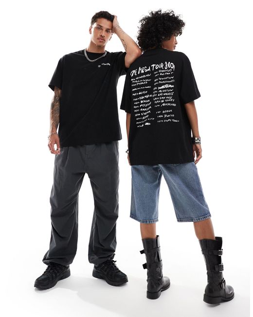 T-shirt unisexe oversize à imprimé poster tournée - - exclusivité asos Weekday en coloris Black
