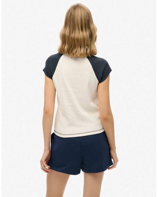 Superdry Blue Athletic Essentials Raglan Cap Sleeve T-Shirt