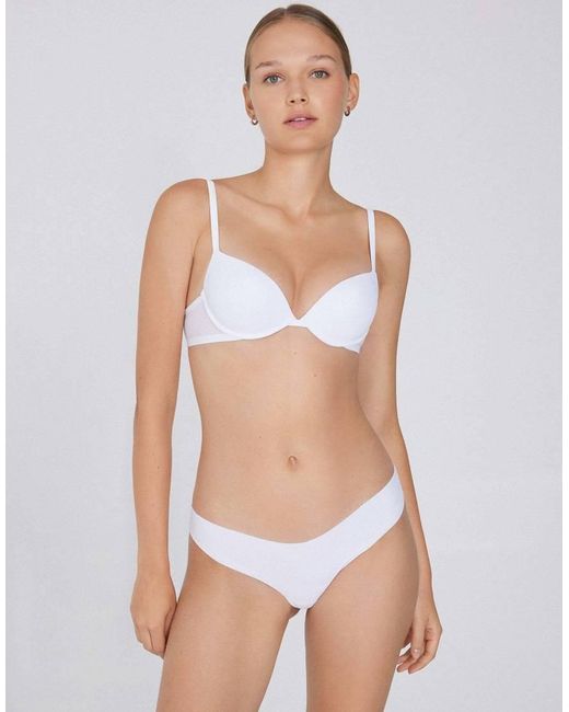 Tezenis White High-Leg Laser-Cut Brazilian Briefs