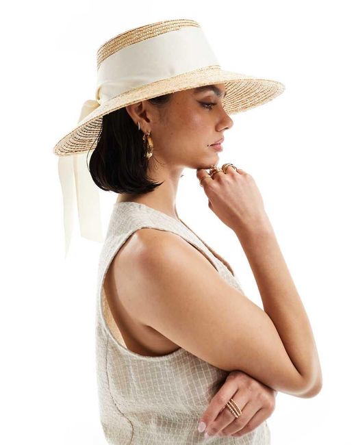 & Other Stories Natural Straw Fedora Hat With Bow Tie