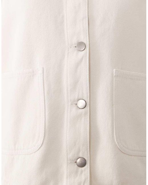Jdy Natural Boxy Denim Jacket With Front Pockets