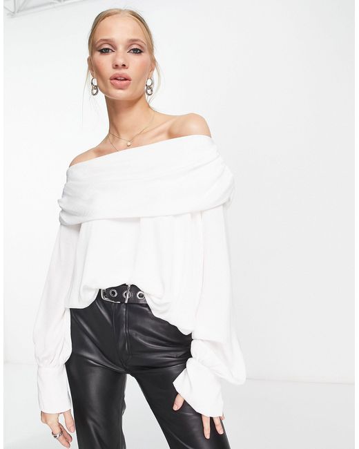 Free People White Jenna Off Shoulder Top