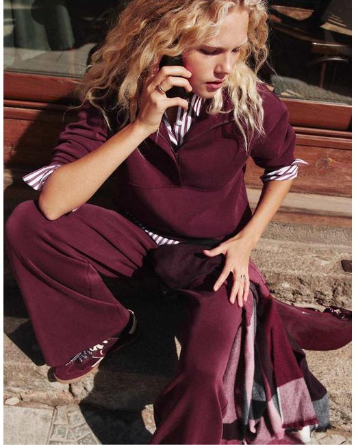 Stradivarius Purple Soft-touch Sweatshirt With Zip