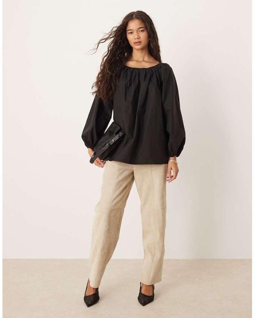 Glamorous Black Bardot Swing Top