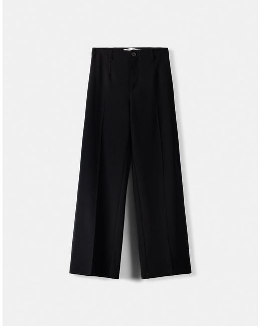 Bershka White Wide-Leg Tailoring Trousers