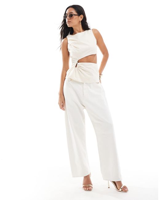 4th & Reckless White Contains Linen Cut Out Metal Hardware Top