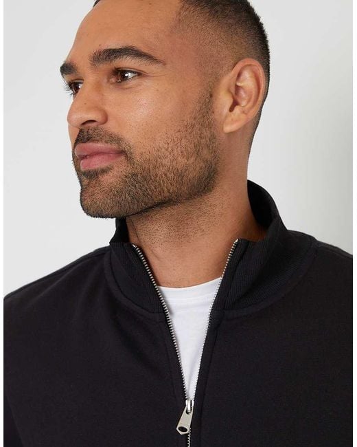Threadbare Blue Funnel Neck Zip Through Sweatshirt for men