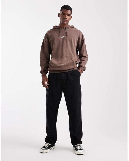 Only & Sons Brown Hoodie With Creative Works Print for men