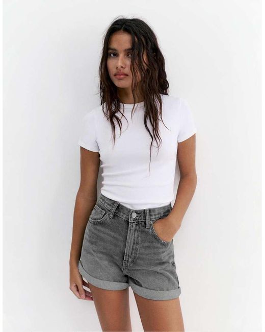 Pull&Bear Denim Mom Short in het Black