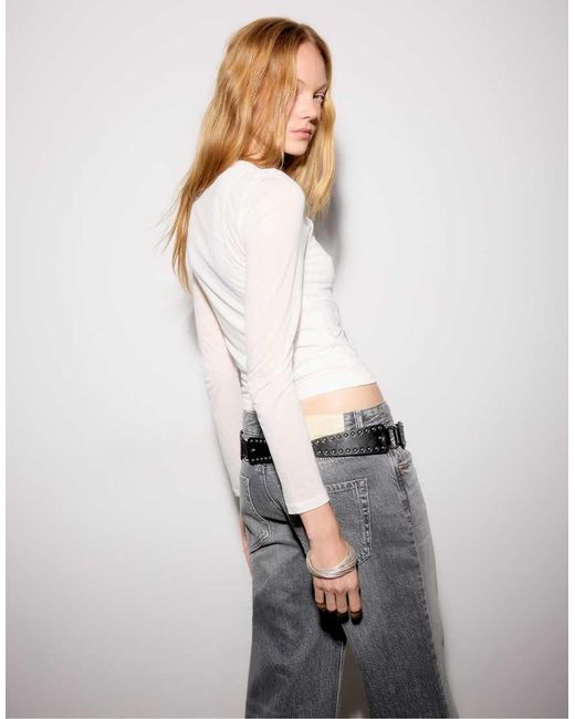 Stradivarius Gray Ecocell Double Garment T-Shirt