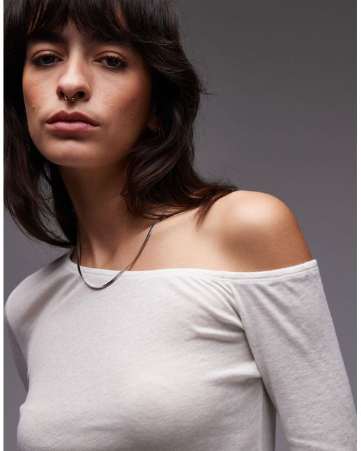 ASOS Gray Sheer Asymmetric Second Skin Top