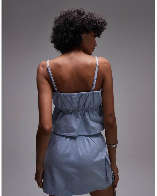 Top Con Lazada Delantera Y Volante Dolly De Rhythm de color Blue