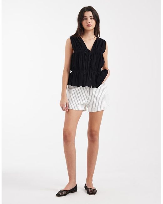 ASOS Blue Crinkle Tie Front Waistcoat