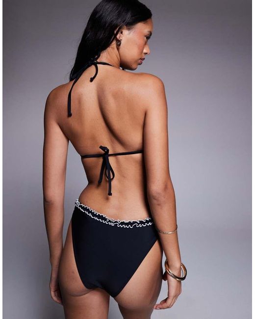 The Frolic Black Exclusive Contrast Bow Detail Bikini Top Co-ord