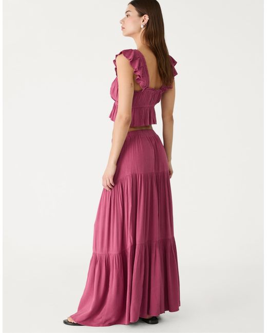Stradivarius Pink – midirock im boho-design