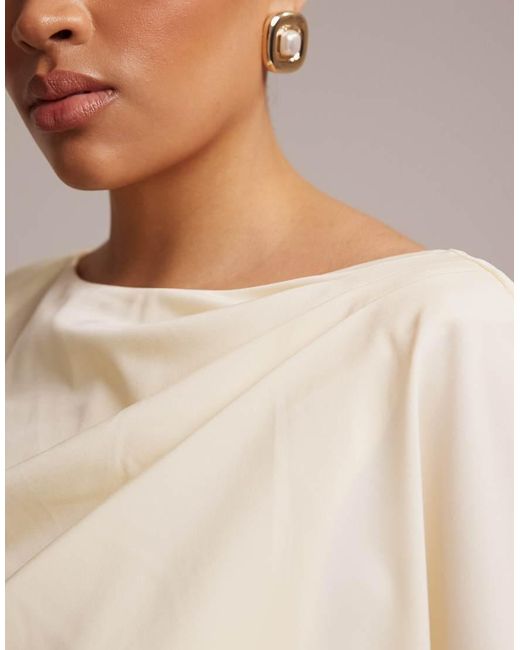 ASOS Natural Asos Design Curve Cape Overlay Low Back Maxi Wedding Dress