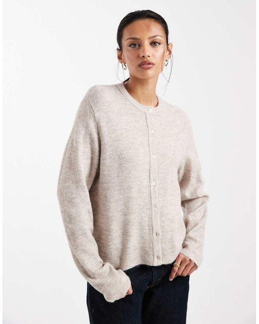 ONLY Boxy Gebreid Vest in het Natural
