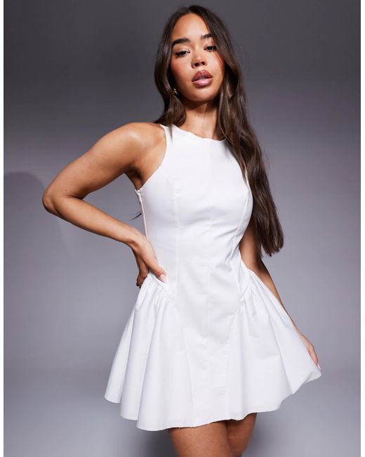 ASOS White – strukturiertes minikleid aus verstärkter baumwolle