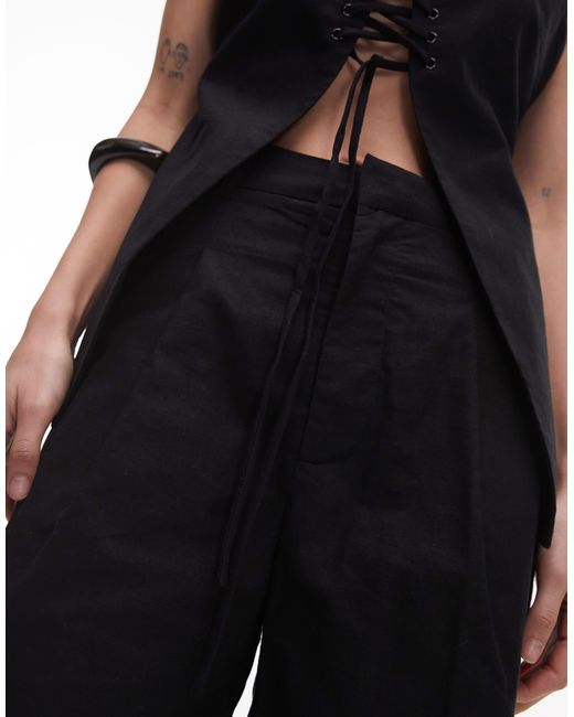 SNDY'S Black Linen Blend Longline Shorts Co-ord