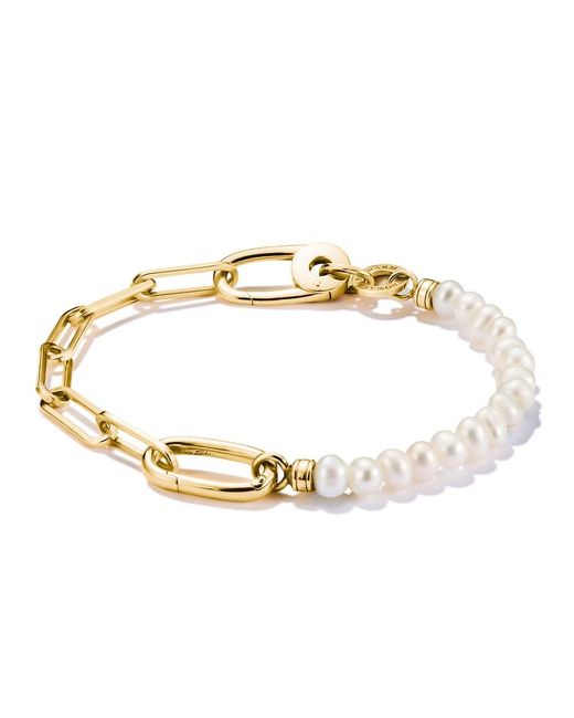 Thomas Sabo Metallic Charm Bracelet Paperclip An Pearls With Connect Link -plated