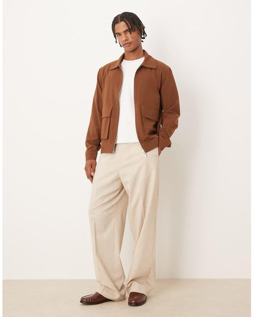 Brave Soul Brown Patch Pocket Harrington Jacket for men