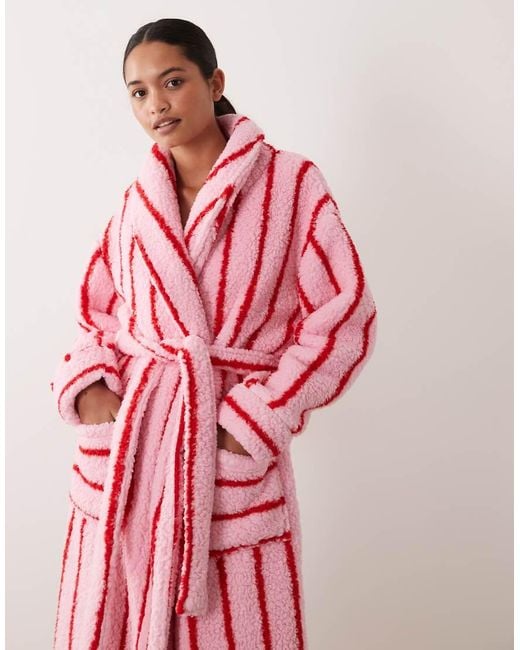 Threadbare Red Striped Dressing Gown With Hood