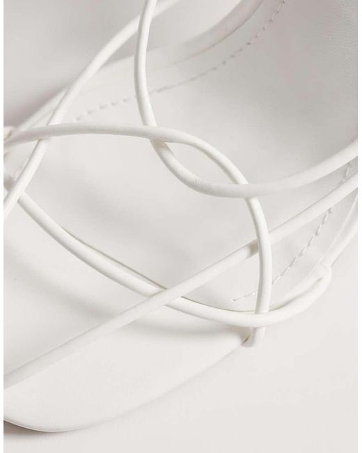 Public Desire White Calico Strappy Heeled Sandals
