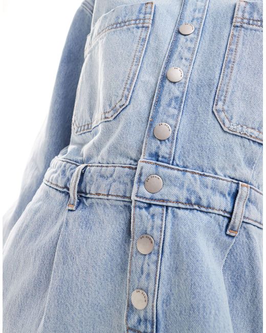 Dr. denim - teegan - vestito di jeans corto a maniche lunghe vestibilità comoda lavaggio chiaro invecchiato di Dr. Denim in Blue