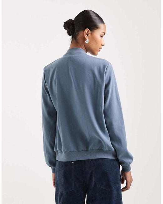 Vero Moda Blue Lightweight Zip Front Bomber Jacket
