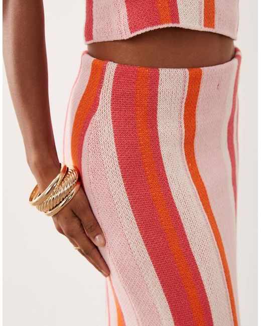 ASOS Red Stripe Knit Maxi Skirt Set