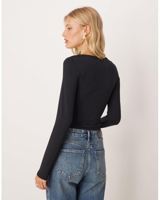 ASOS Blue Polyamide Twist One Shoulder Top