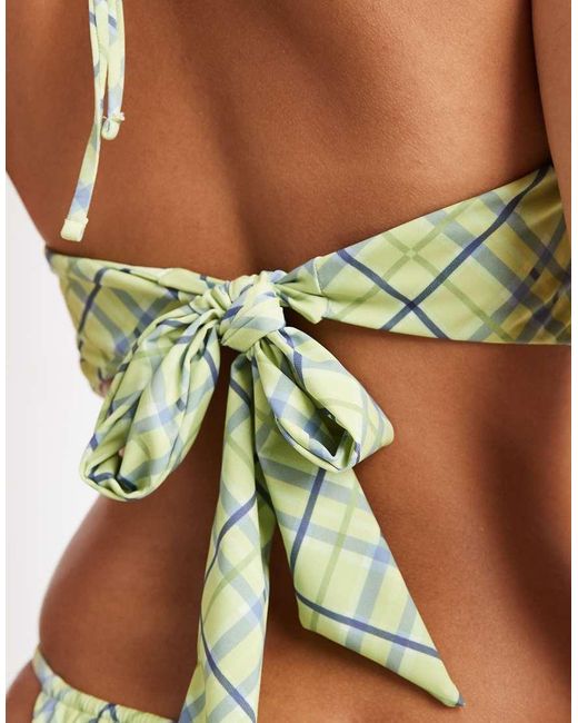 Daisy Street Green Bandana Bikini Top And Tie Side Bottoms