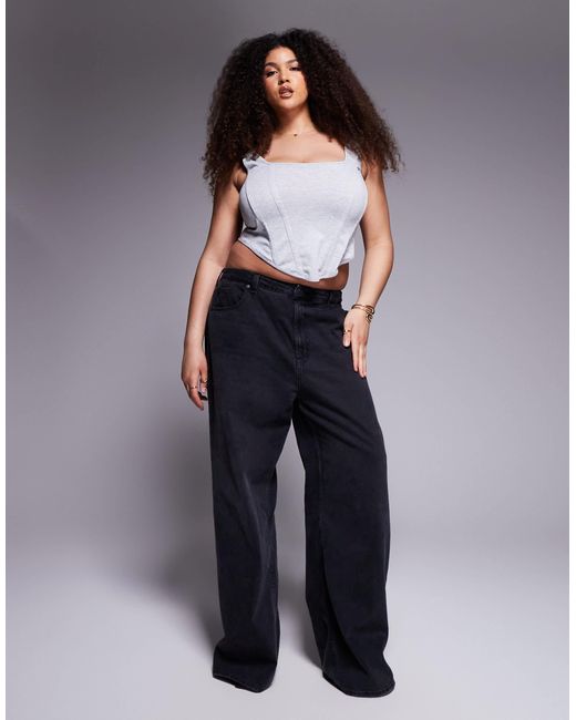ASOS White Asos Design Curve Square Neck Corset Top