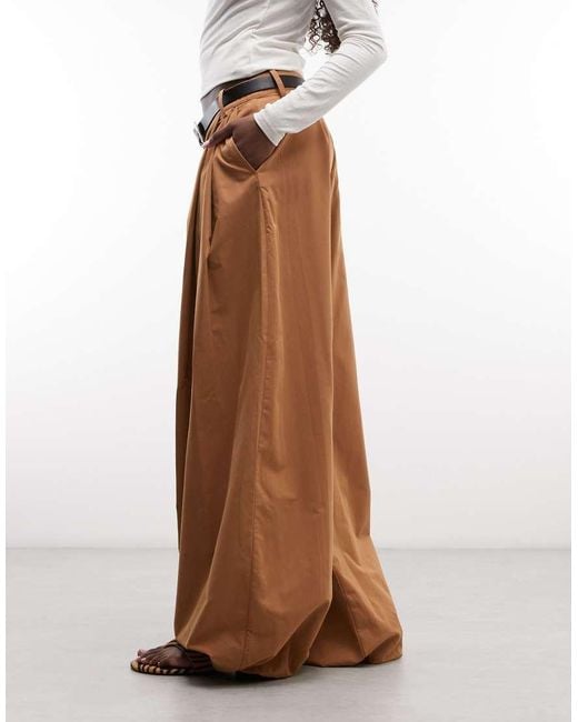 Monki Natural Woven Balloon Trousers