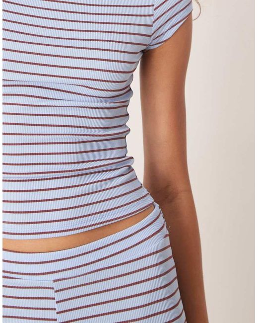 ASOS Top Met Korte Raglanmouwen En Strepen in het Gray
