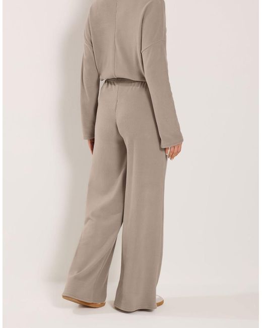 Long Tall Sally Natural Ribbed Wide Leg Trousers