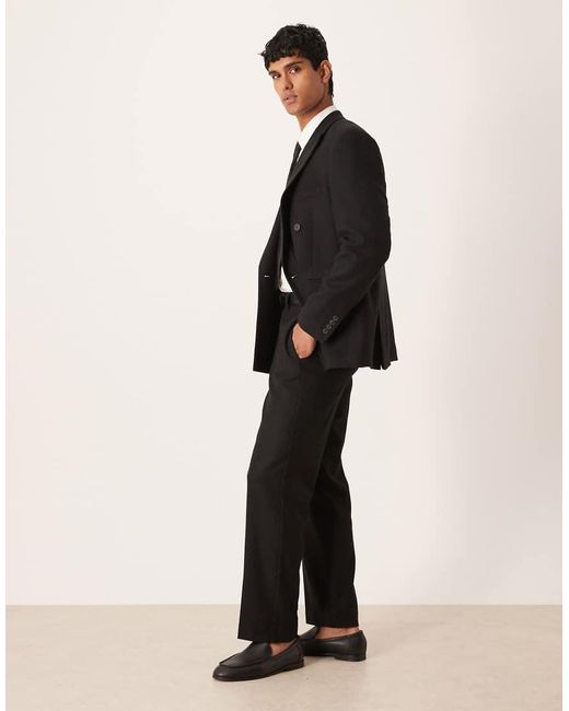 ASOS Black Straight Suit Trouser With Wool for men