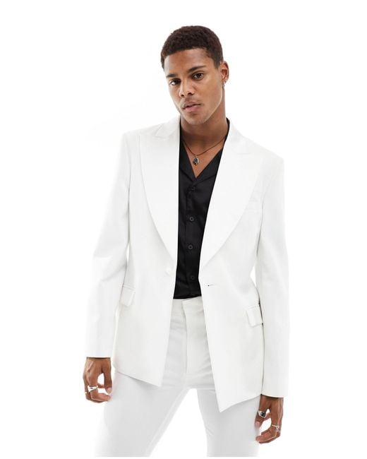 Giacca da abito skinny bianca con rever oversize di ASOS in White da Uomo