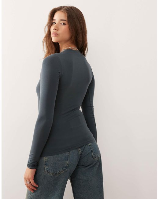 Weekday Gray Slim Fit Super Soft Long Sleeve Top
