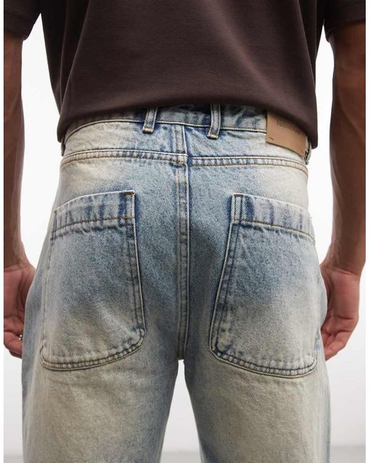 Faded Store Multicolor Wide Leg Distressed Hem Jeans for men
