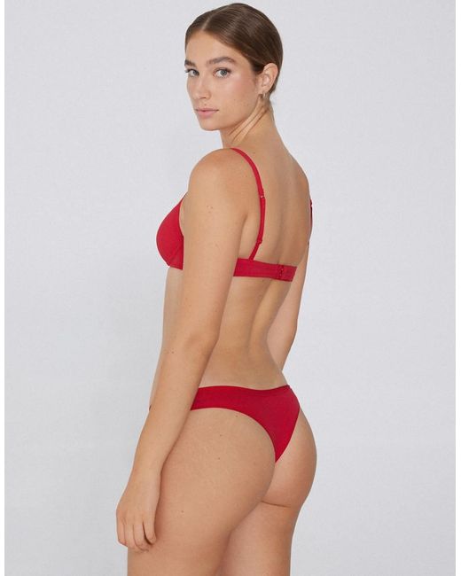 Tezenis Red Plain Colour Cotton Brazilian Briefs