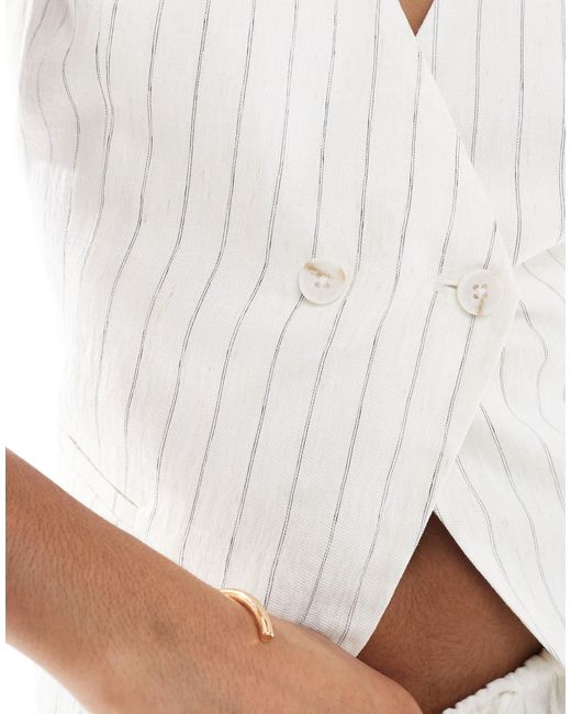 Stradivarius White Open Back Tie Detail Waistcoat