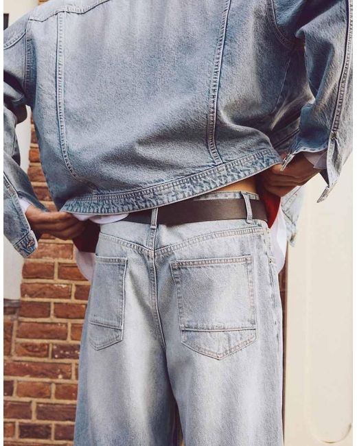 Bershka Blue Super baggy Jeans for men