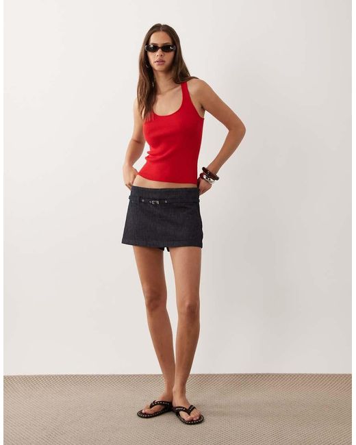 Mango Red Scoop Neck Sleeveless Top