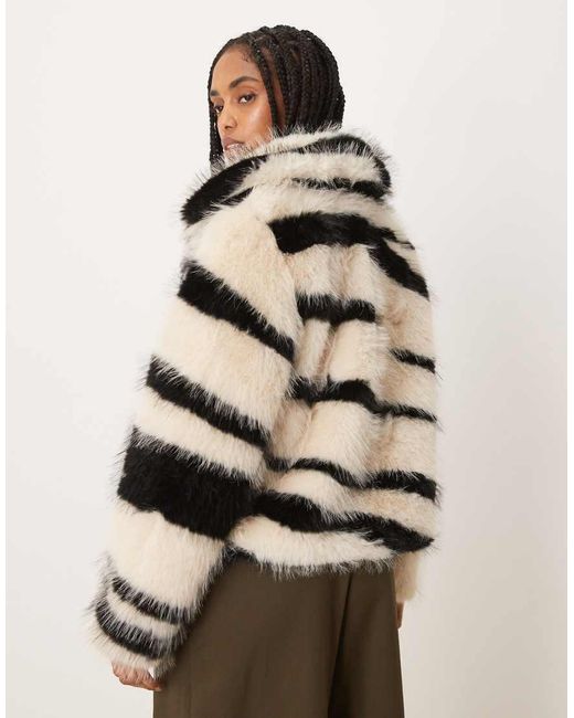 Vila Brown Zebra Print Faux Fur Short Jacket