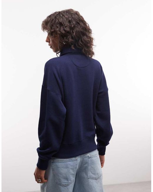 Polo Ralph Lauren Blue Icon Logo Relaxed Fit 1/4 Zip Sweatshirt