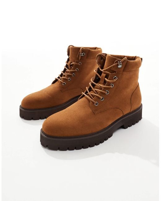 ASOS – geschnürte arbeitsstiefel in Brown für Herren