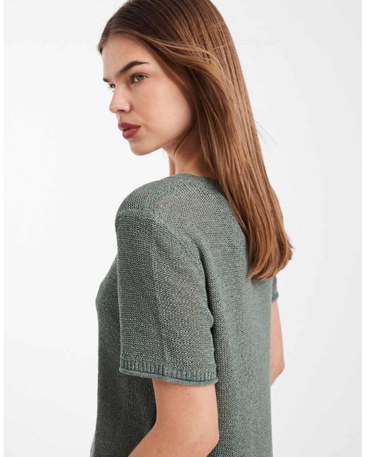 ONLY Gray Lightweight Open Knit T-shirt