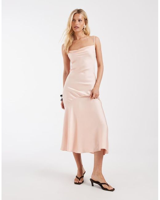 & Other Stories Pink Maxi Cami Slip Dress With Low Back