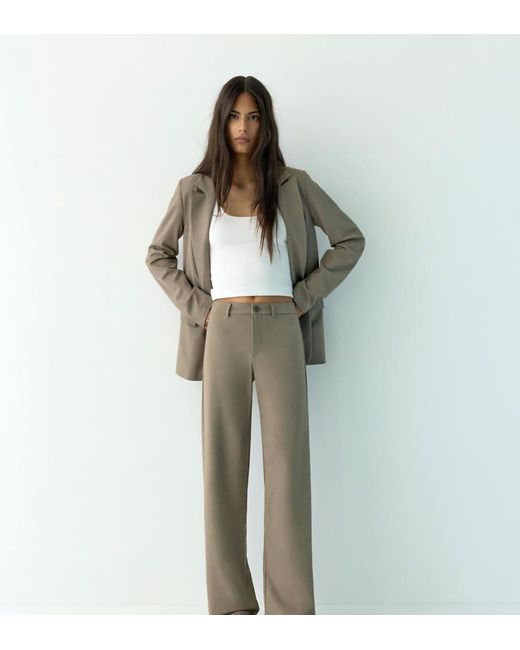 Pull&Bear Gray Tall Straight Leg Trousers